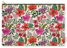 Load image into Gallery viewer, Pink Tropical Flower Pattern - Carry-All Pouch