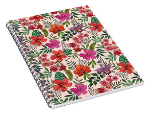 Pink Tropical Flower Pattern - Spiral Notebook