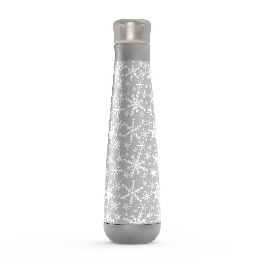 Gray Snowflakes Peristyle Water Bottle