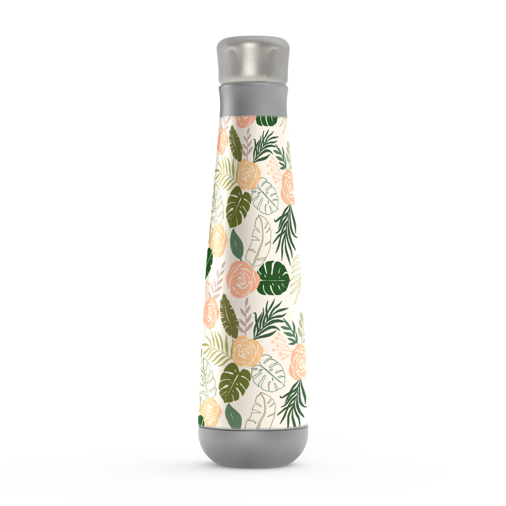 Yellow and Green Tropical Floral Peristyle Water Bottle