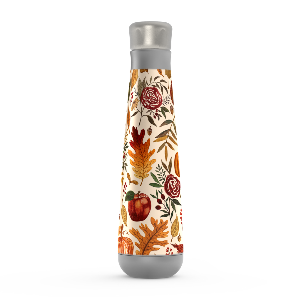 Watercolor Floral Pumpkin, Leaves, & Berries Peristyle Water Bottle [Wholesale]