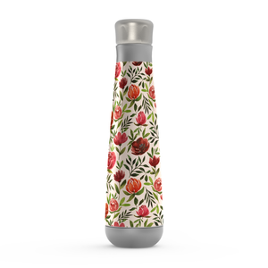 Burgundy Watercolor Floral Peristyle Water Bottle