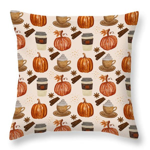 Pumpkin Spice Coffee - Throw Pillow