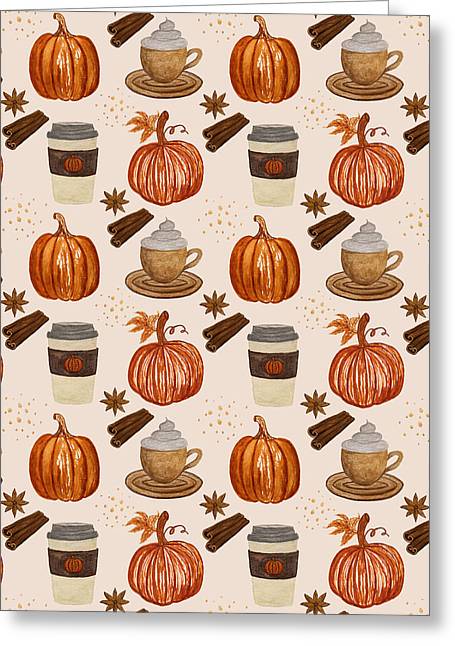 Pumpkin Spice Coffee - Greeting Card