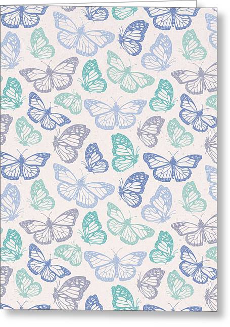 Purple and Green Butterfly Pattern - Greeting Card