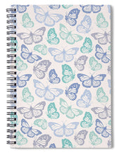 Load image into Gallery viewer, Purple and Green Butterfly Pattern - Spiral Notebook