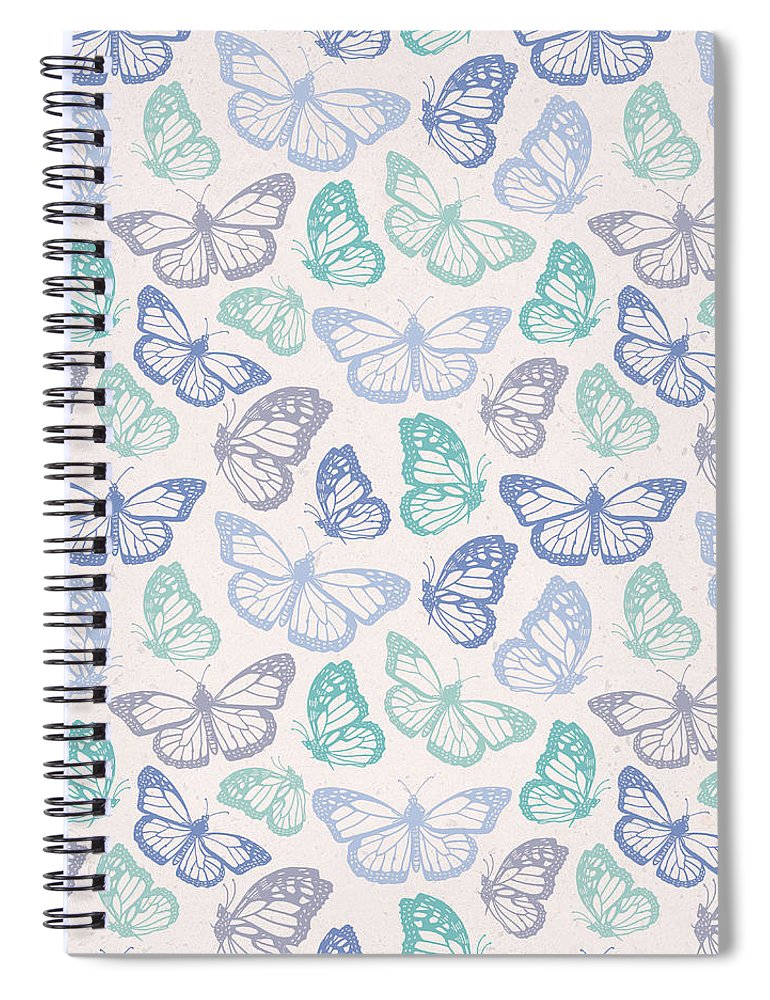 Purple and Green Butterfly Pattern - Spiral Notebook