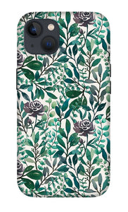 Purple Flowers and Eucalyptus Leaves - Phone Case