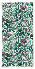 Load image into Gallery viewer, Purple Flowers and Eucalyptus Leaves - Bath Towel