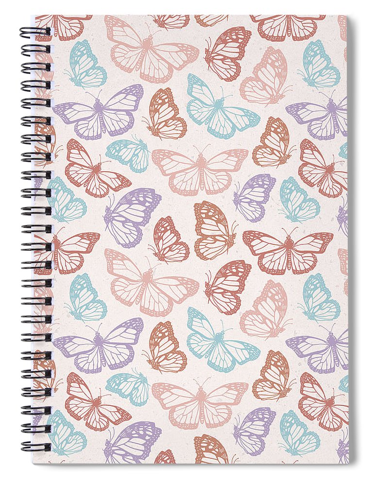 Rainbow Butterfly Pattern - Spiral Notebook