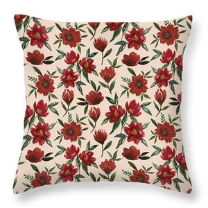 Red Fall Flowers - Throw Pillow