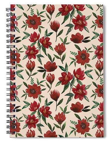 Red Fall Flowers - Spiral Notebook