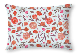 Red Floral Pattern - Throw Pillow