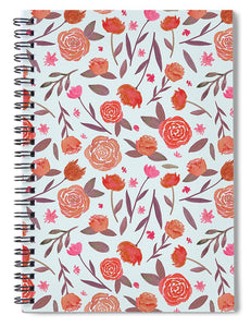 Red Floral Pattern - Spiral Notebook