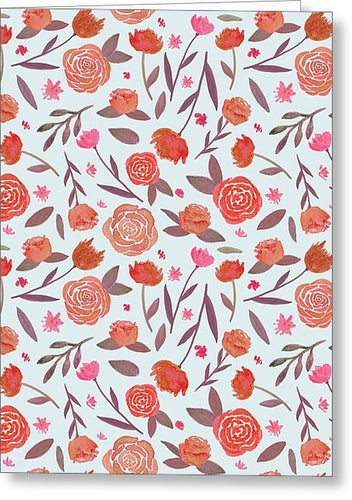 Red Floral Pattern - Greeting Card