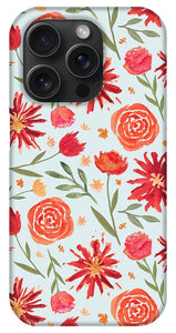 Red Flower Burst Pattern - Phone Case