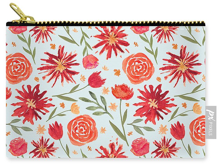 Red Flower Burst Pattern - Carry-All Pouch