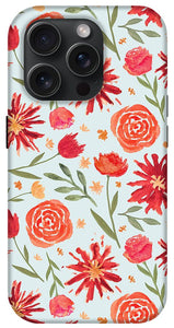 Red Flower Burst Pattern - Phone Case