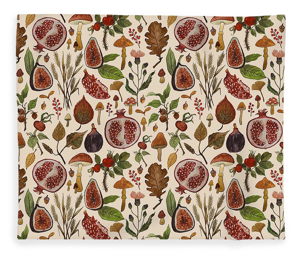Rose hips, fruit, and leaves  - Blanket