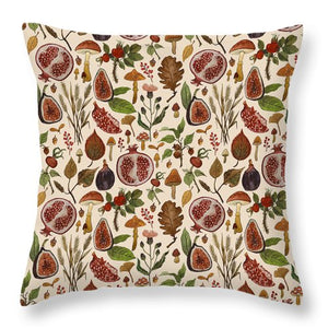 Rose hips, fruit, and leaves  - Throw Pillow