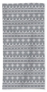 Snowflake Pattern On Gray - Beach Towel