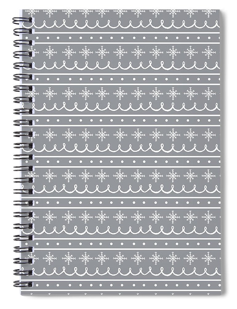 Gray Snowflake Pattern - Spiral Notebook