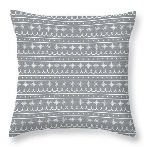 Gray Snowflake Pattern - Throw Pillow