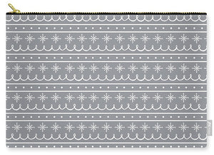 Snowflake Pattern On Gray - Carry-All Pouch