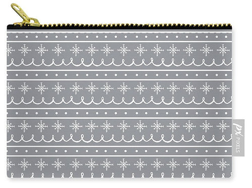 Snowflake Pattern On Gray - Carry-All Pouch