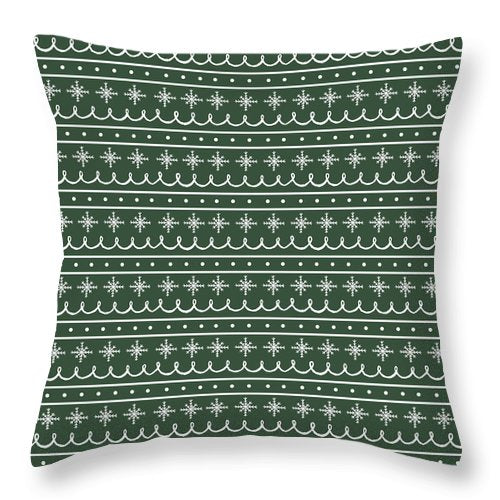 Green Snowflake Pattern - Throw Pillow
