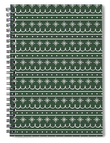 Green Snowflake Pattern - Spiral Notebook