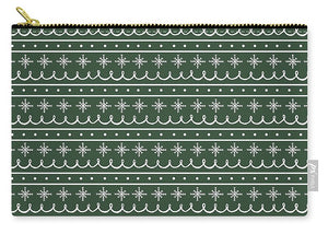 Snowflake Pattern On Green - Carry-All Pouch