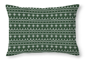 Green Snowflake Pattern - Throw Pillow