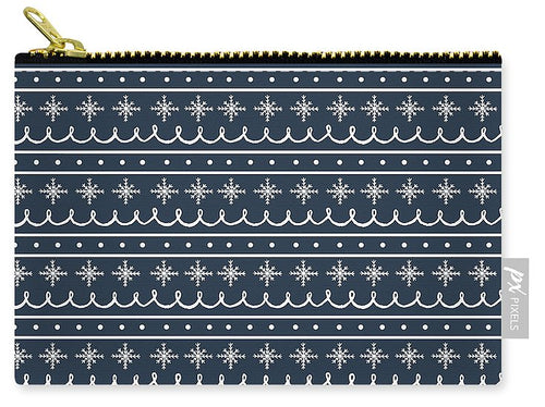 Snowflake Pattern On Navy - Carry-All Pouch