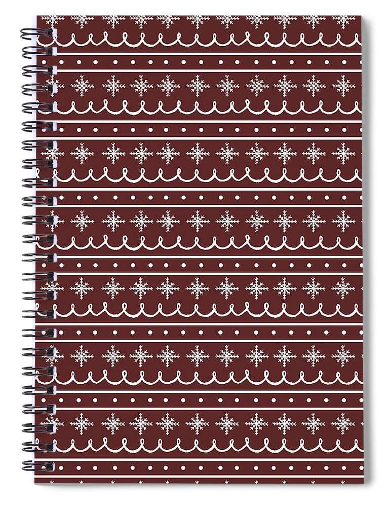 Red Snowflake Pattern - Spiral Notebook