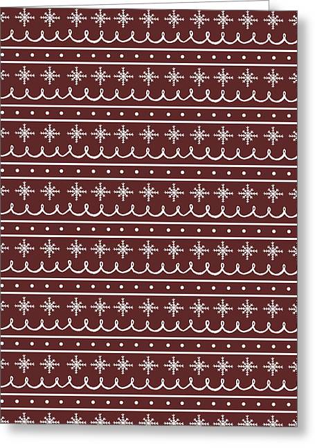 Red Snowflake Pattern - Greeting Card