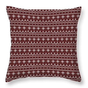 Red Snowflake Pattern - Throw Pillow