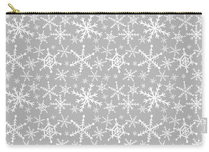Snowflakes On Gray - Carry-All Pouch