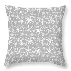 Gray Snowflakes - Throw Pillow