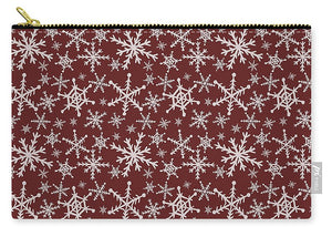 Snowflakes On Red - Carry-All Pouch