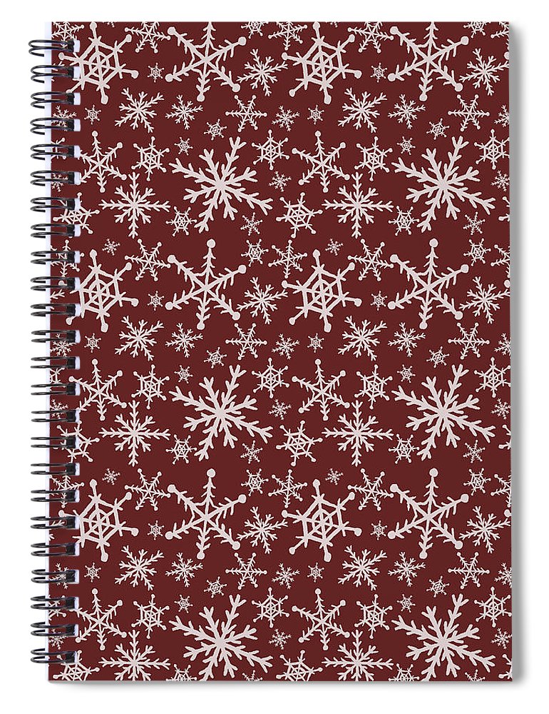 Red Snowflakes - Spiral Notebook