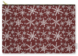 Snowflakes On Red - Carry-All Pouch