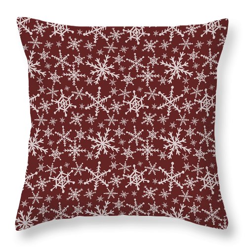 Red Snowflakes - Throw Pillow