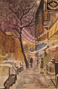 Snowy City Street - Art Print