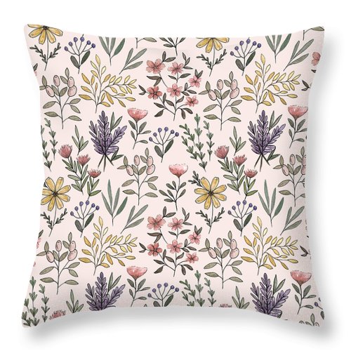 Spring Botanical Pattern - Throw Pillow