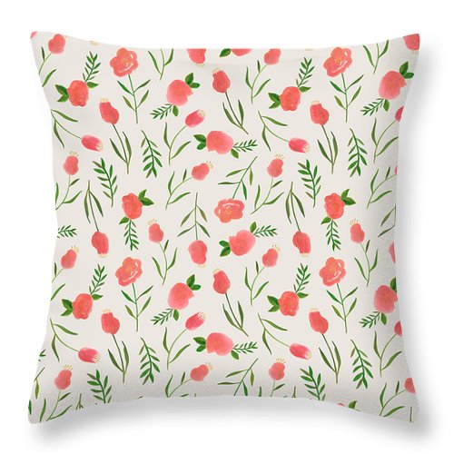 Spring Watercolor Flowers - Throw Pillow