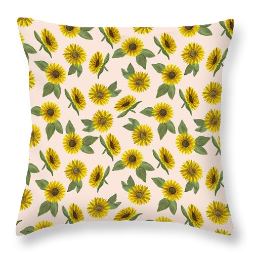 Sunflower Watercolor Pattern - Throw Pillow