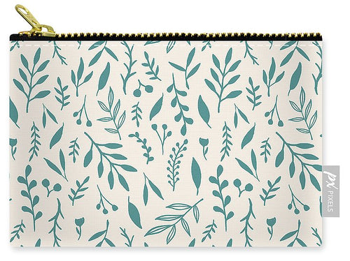 Teal Falling Leaves Pattern - Carry-All Pouch