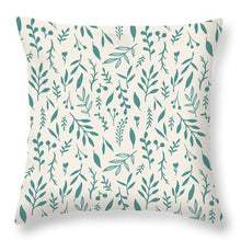 Load image into Gallery viewer, Teal Falling Leaves Pattern - Throw Pillow