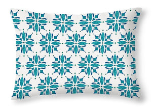 Teal Watercolor Tile Pattern - Throw Pillow